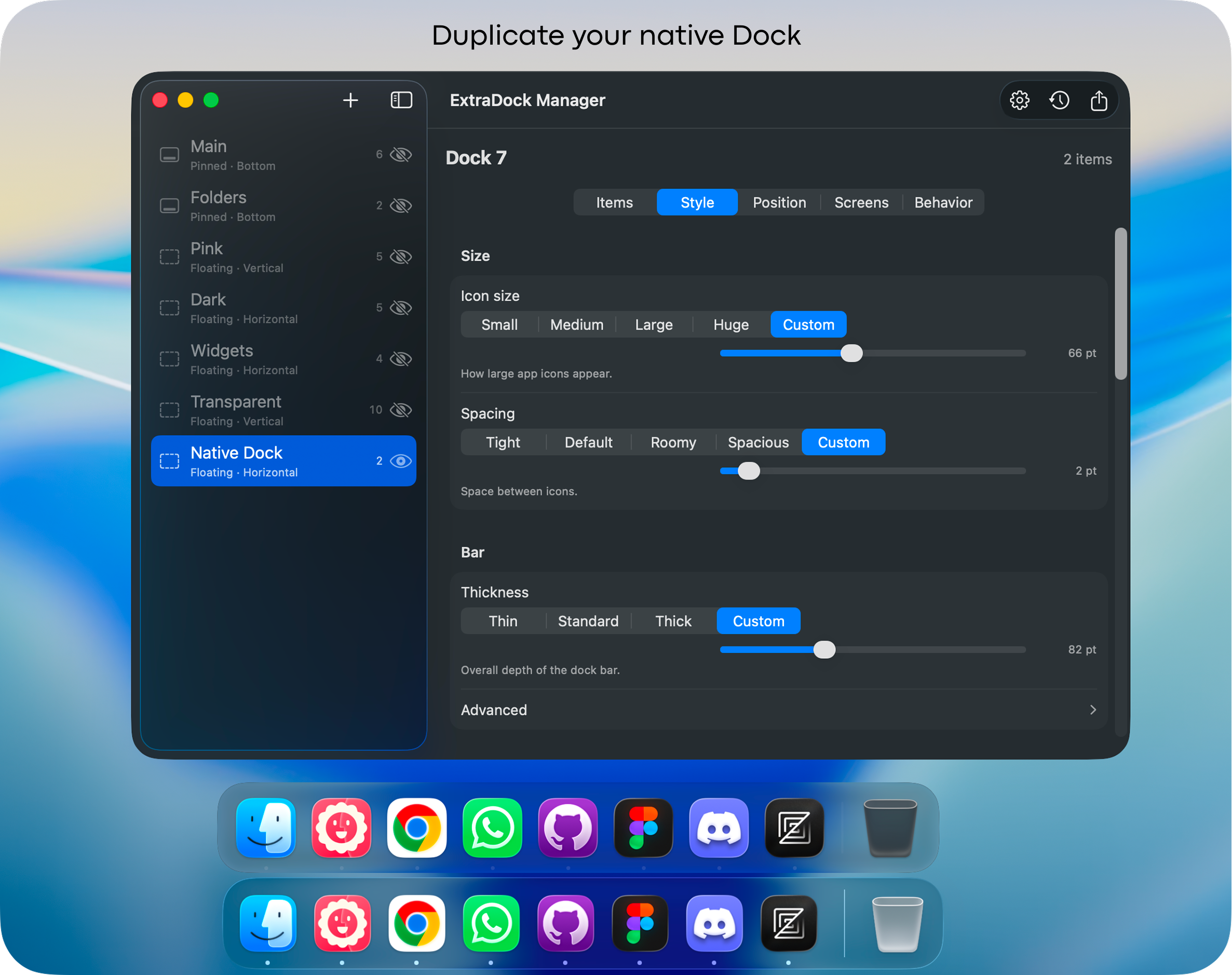 ExtraDock duplicating the native macOS Dock